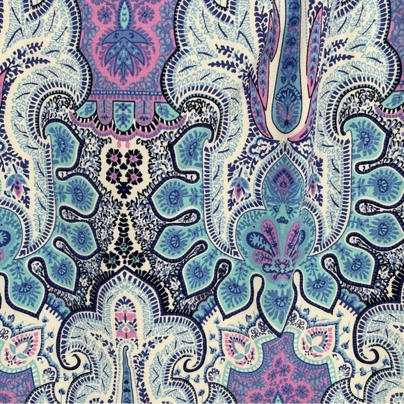 Talbots MultiColored Mykonos Paisley Lined Cotton Canvas Pencil Skirt - Sz 6 - Picture 7 of 11